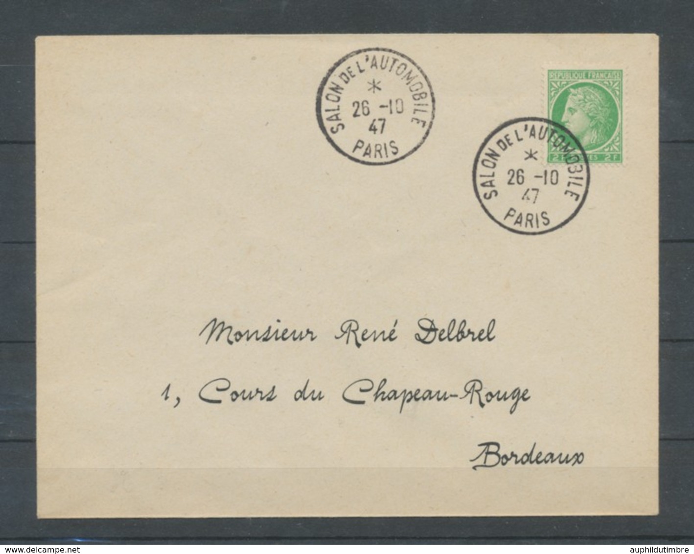 1947 Lettre Obl. Temporaire Salon De L'auto C484 - Bolli Commemorativi