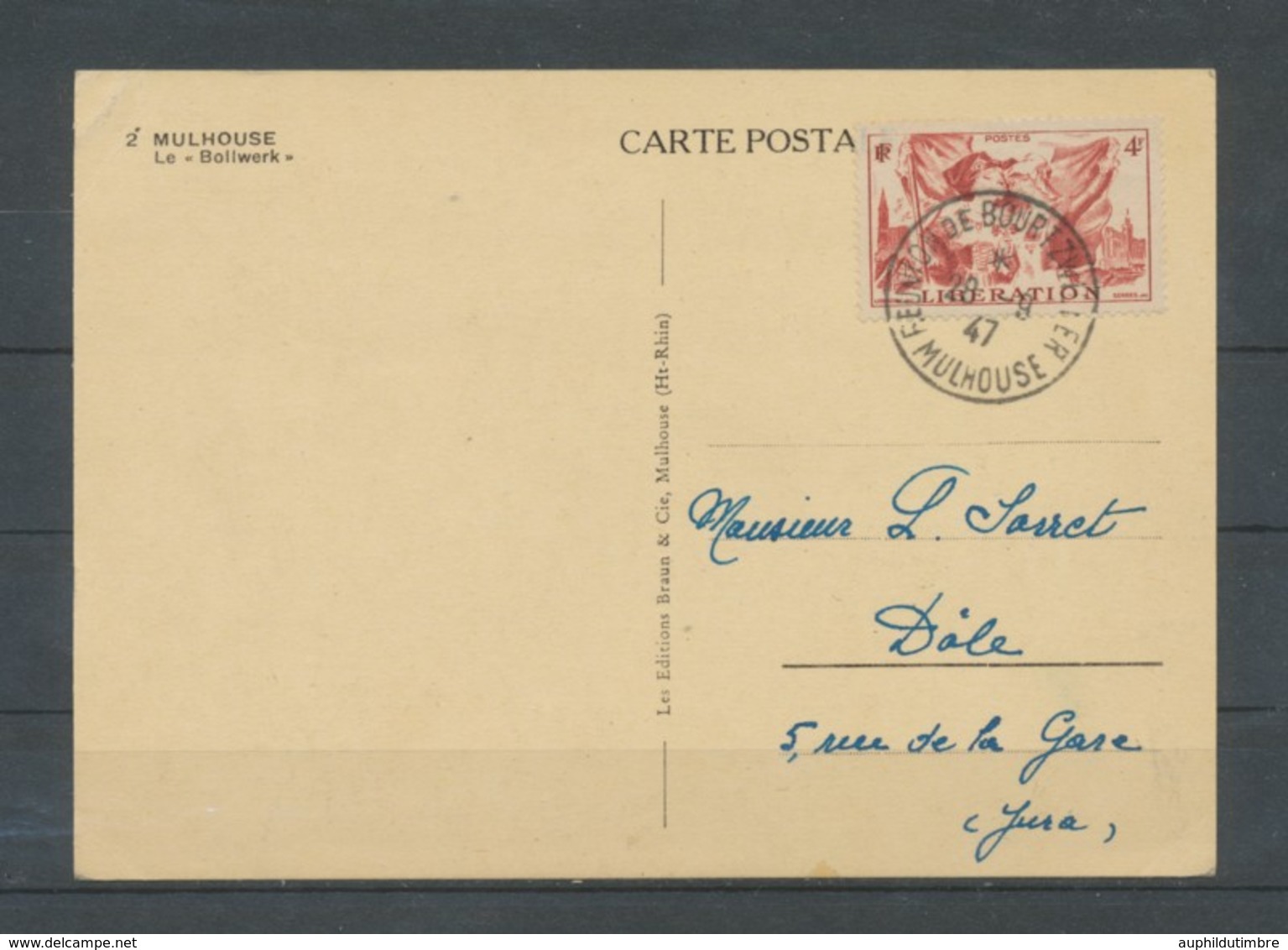 1947 Superbe CP Réunion De BOURTZWILLER MULHOUSE C486 - Cachets Commémoratifs