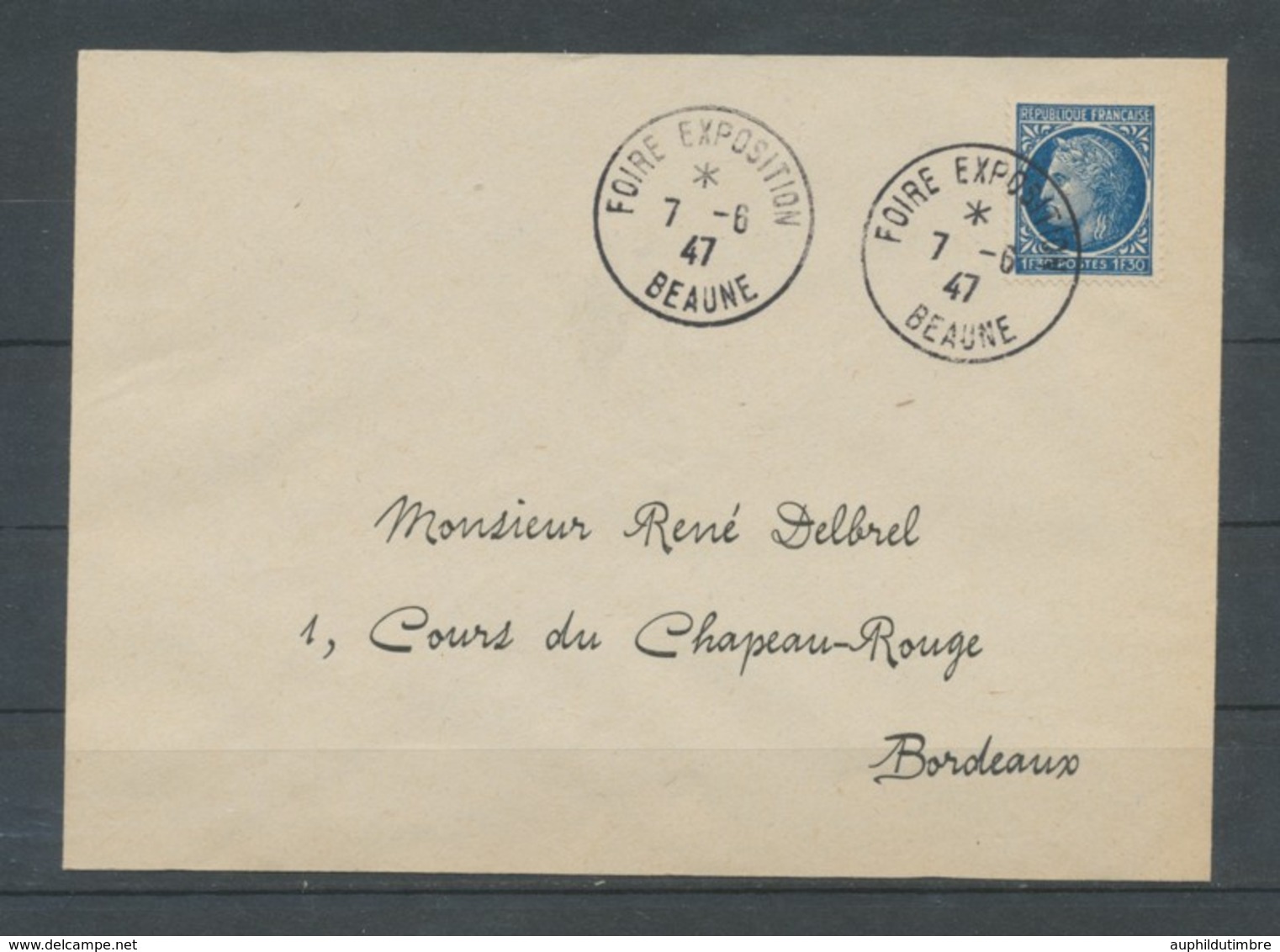 1947 Lettre Obl. FOIRE EXPOSITION BEAUNE EXTRA. C491 - Cachets Commémoratifs