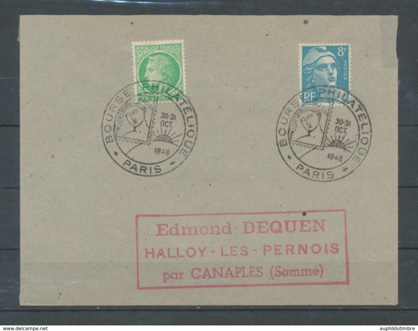 1948 Lettre Obl. Temp. Bourse Philat. PARIS C508 - Gedenkstempels