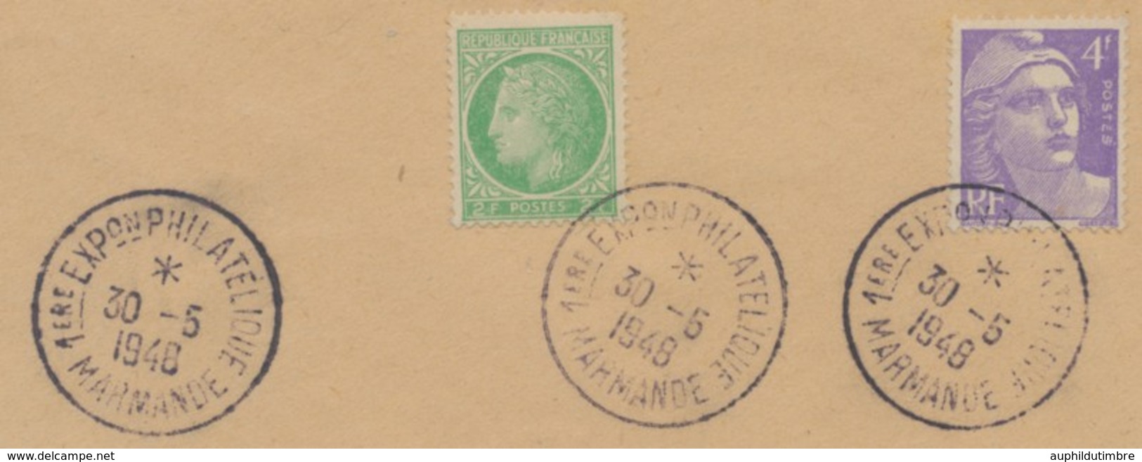 1948 Lettre Obl. 1ère Expo. Philatélique MARMANDE C514 - Gedenkstempel