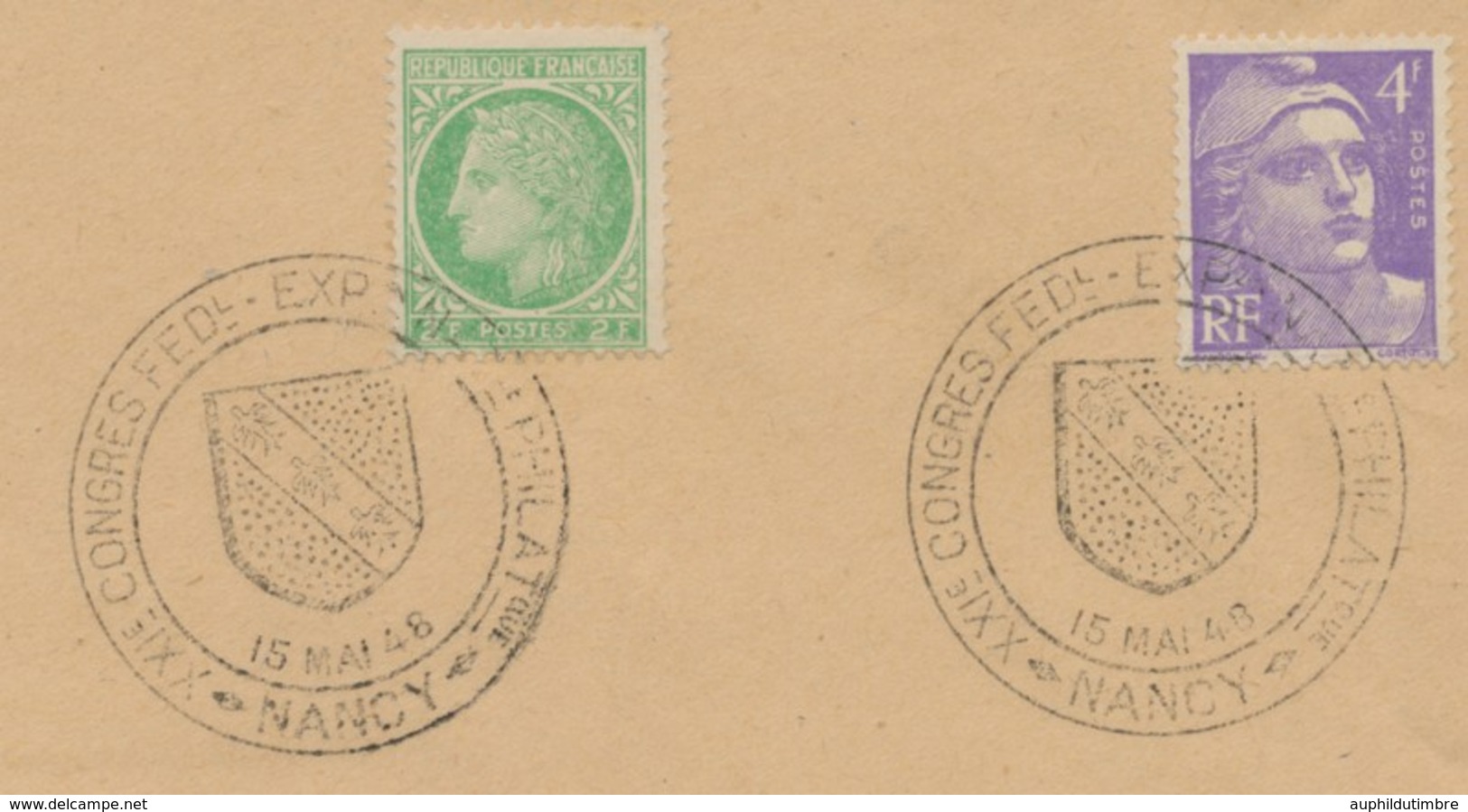 1948 Lettre Obl. 21ème Congrès Philatélie NANCY. C509 - Gedenkstempels