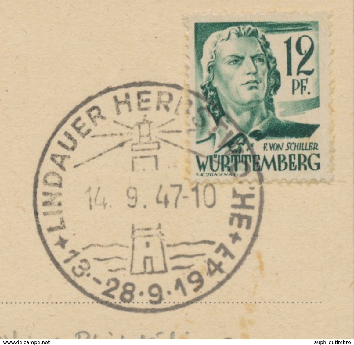 1947 Superbe CP Obl Temp Expo Phil. LINDEAU C547 - Gedenkstempel