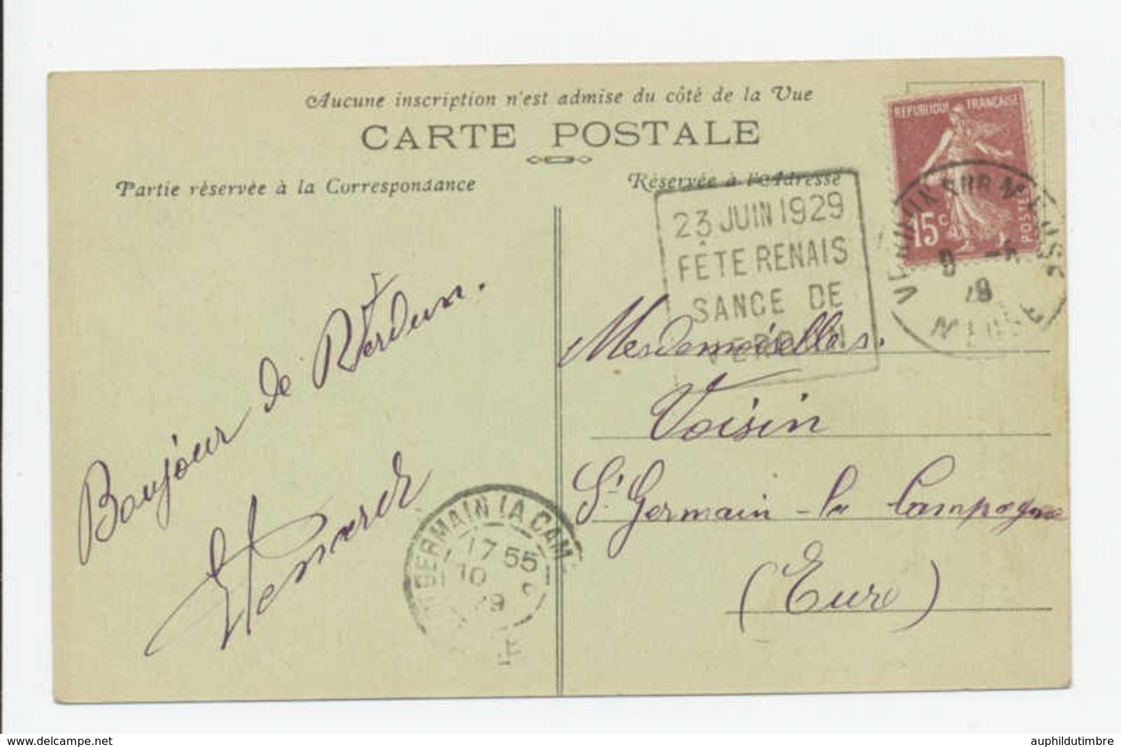 1929 Flamme Temporaire FETE RENAIS VERDUN RARE. C762 - Gedenkstempel