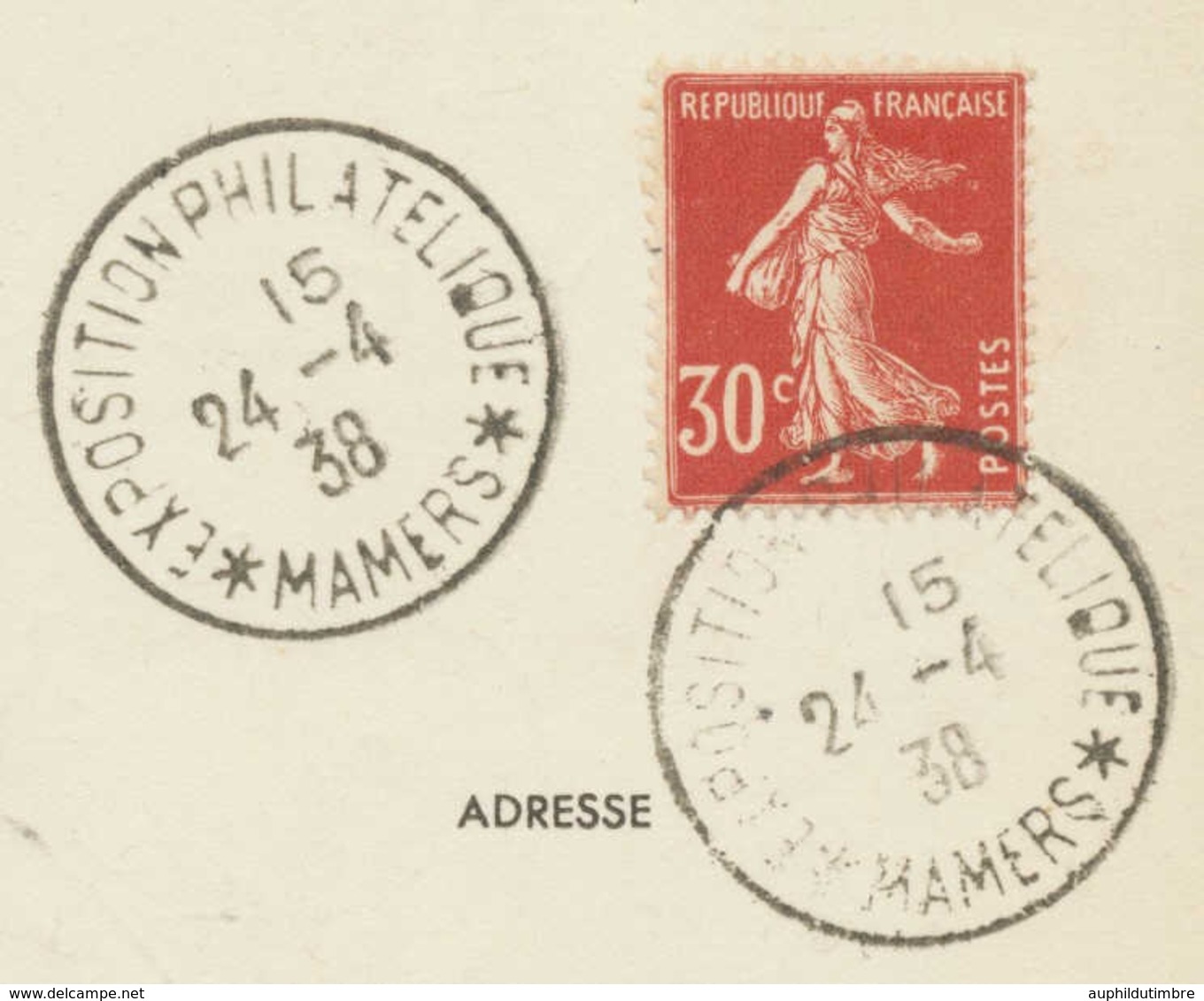 1938 Superbe CP 7ème Exposition Phil. De MAMERS C817 - Gedenkstempel