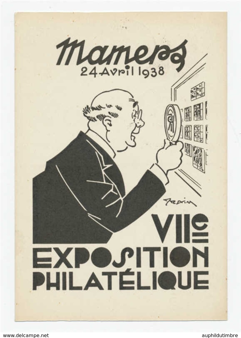 1938 Superbe CP 7ème Exposition Phil. De MAMERS C817 - Gedenkstempels