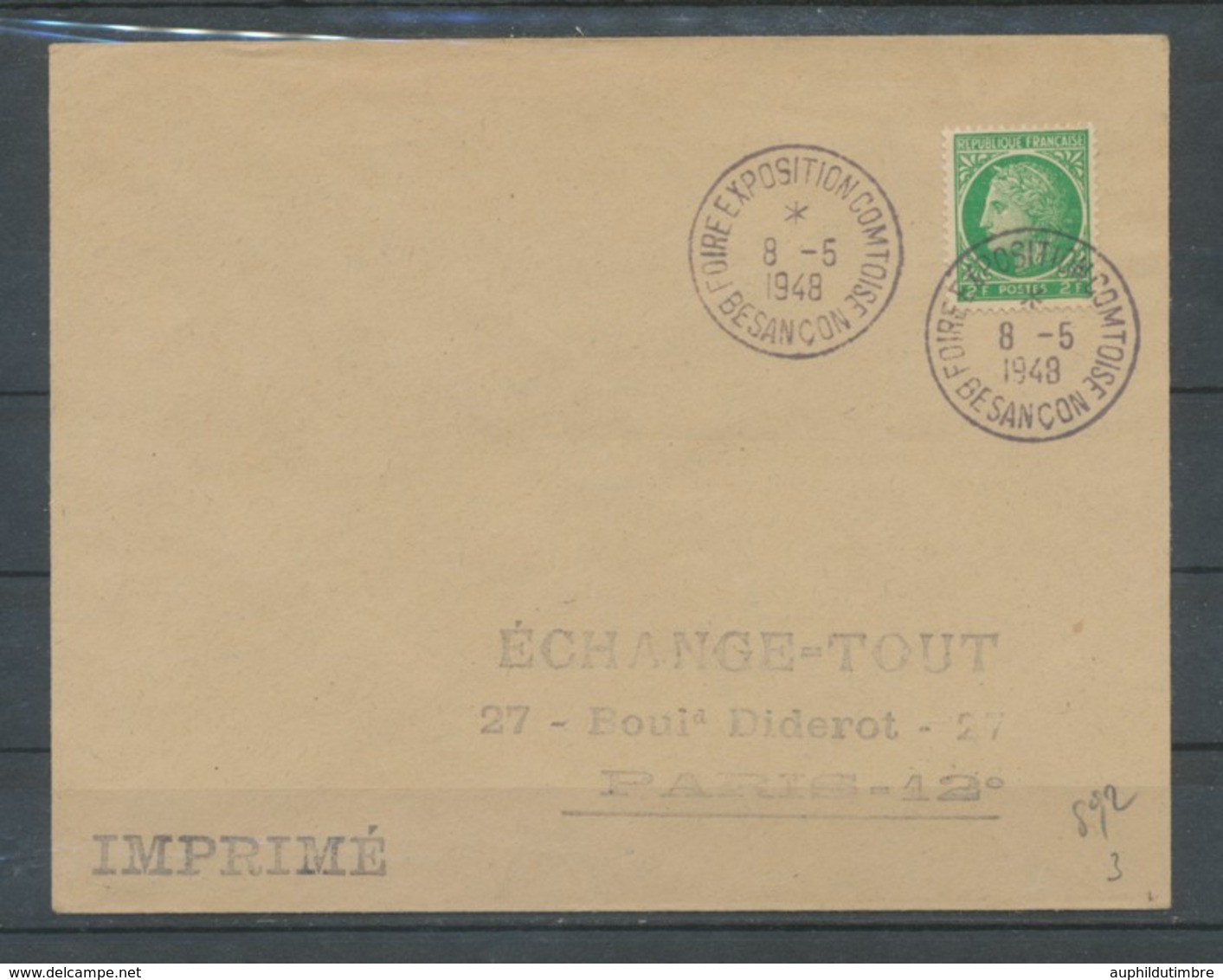 1948 Lettre Obl Foire Expo Comtoise Besançon. EXTRA. C925 - Commemorative Postmarks