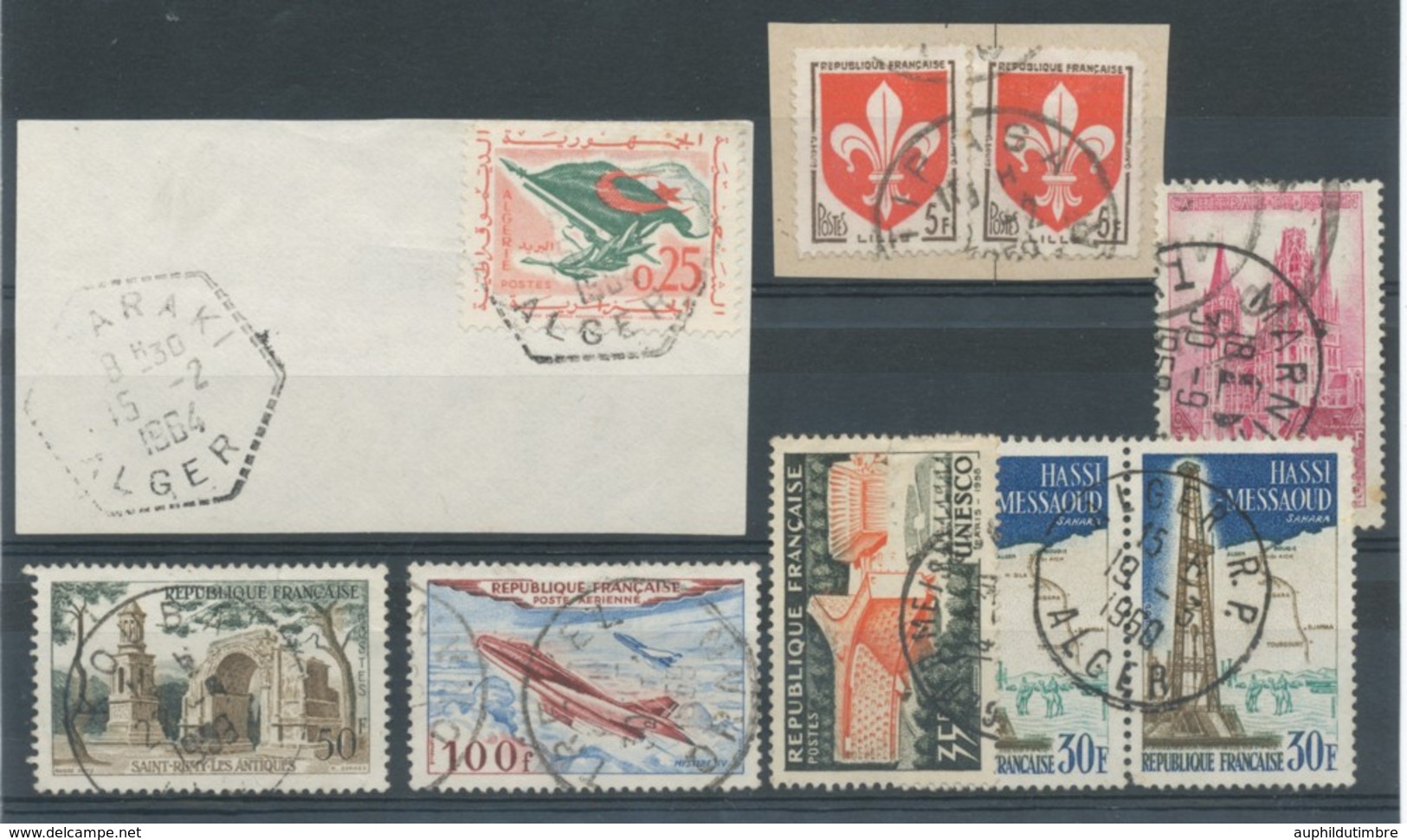 Lot De 9 TP Français Oblitérations Algérienne G628 - Collections