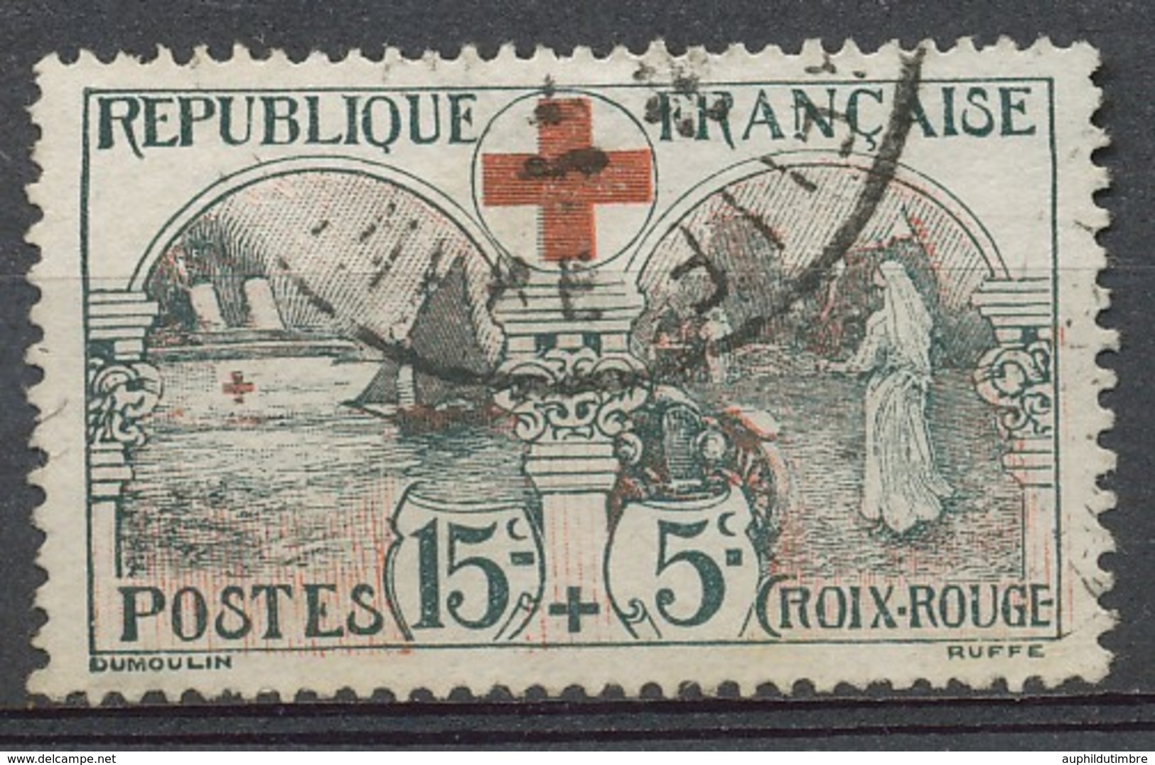 Croix-Rouge. N°156, 15c.+5c. Noir/rouge Oblitéré TB + TBC. SIGNE COTE 105€ J112 - Oblitérés