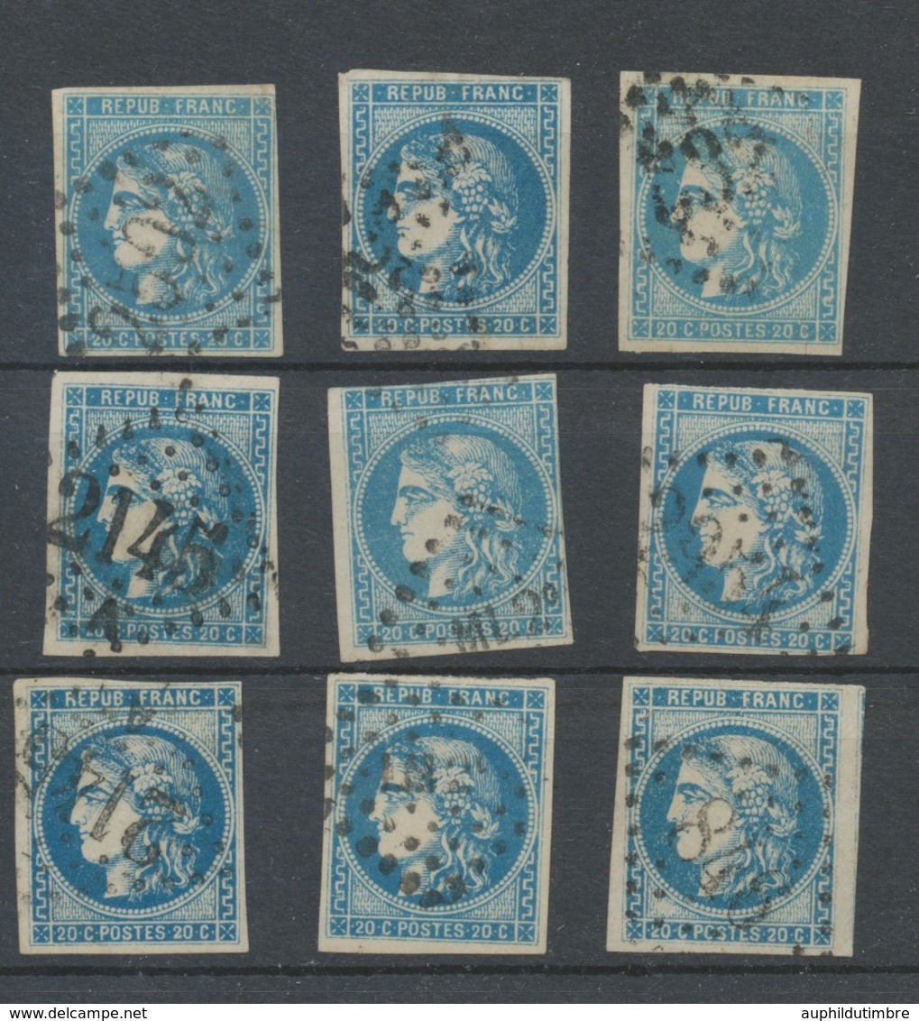 Lot De 9 Bordeaux N°46 20c Bleu. Qualité TTB, TB. L101 - 1870 Emissione Di Bordeaux