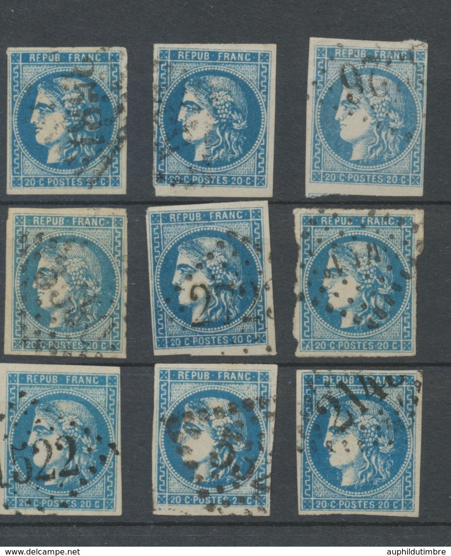 Lot De 9 Bordeaux N°46 20c Bleu. Qualité TTB, TB. L103 - 1870 Ausgabe Bordeaux