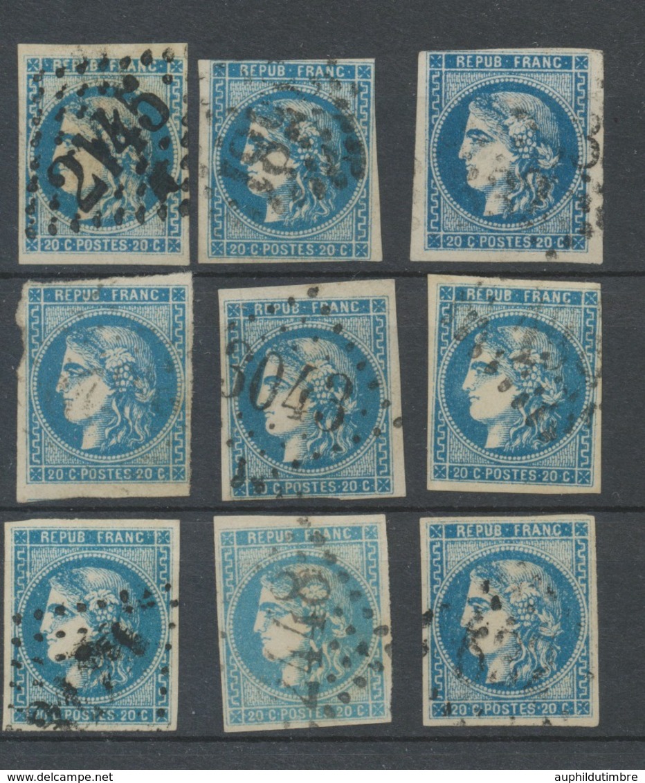 Lot De 9 Bordeaux N°46 20c Bleu. Qualité TTB, TB. L105 - 1870 Emissione Di Bordeaux