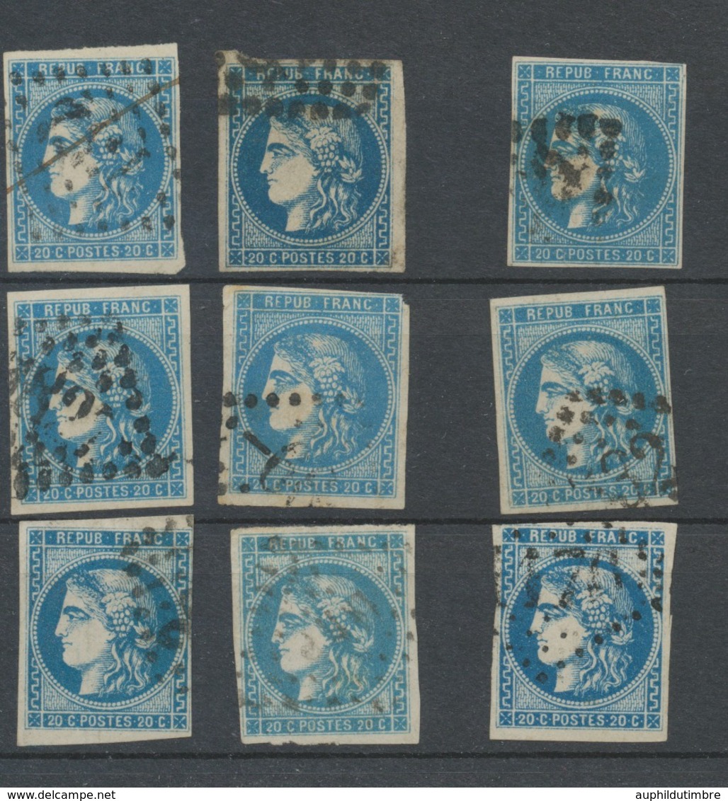 Lot De 9 Bordeaux N°46 20c Bleu. Qualité TTB, TB. L106 - 1870 Emissione Di Bordeaux