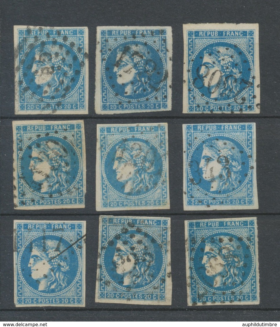 Lot De 9 Bordeaux N°46 20c Bleu. Qualité TTB, TB. L109 - 1870 Ausgabe Bordeaux