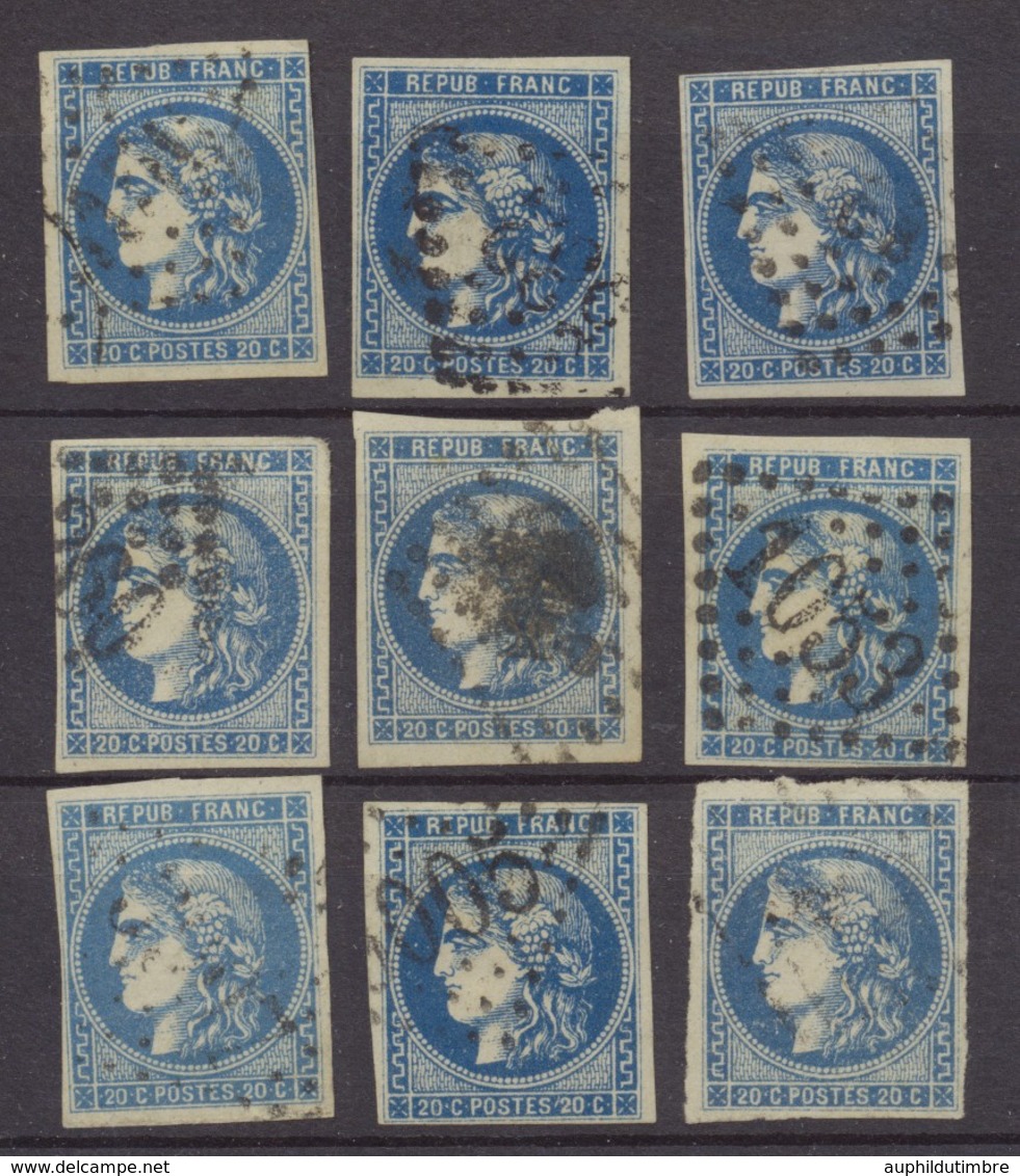 Lot De 9 Bordeaux N°46 20c Bleu. Qualité TTB, TB. L11 - 1870 Bordeaux Printing