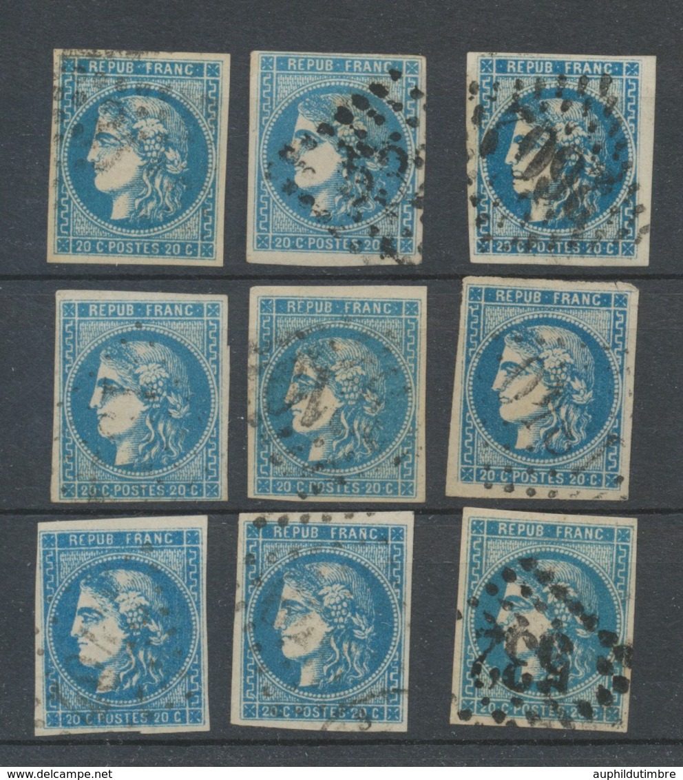 Lot De 9 Bordeaux N°46 20c Bleu. Qualité TTB, TB. L111 - 1870 Ausgabe Bordeaux