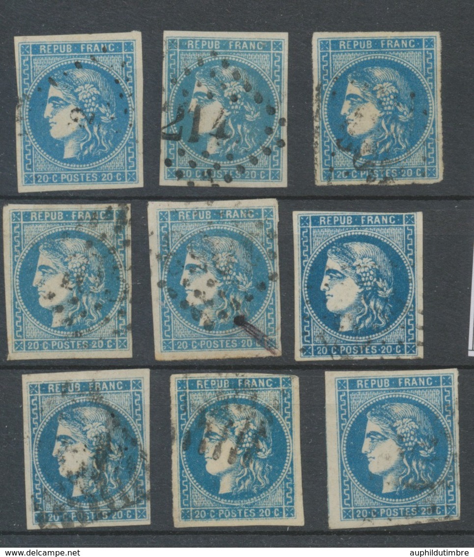 Lot De 9 Bordeaux N°46 20c Bleu. Qualité TTB, TB. L115 - 1870 Emissione Di Bordeaux