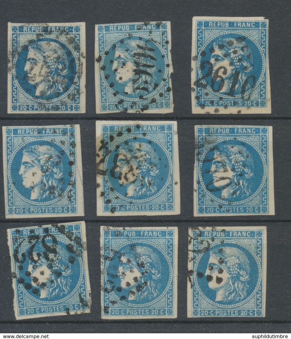 Lot De 9 Bordeaux N°46 20c Bleu. Qualité TTB, TB. L119 - 1870 Emissione Di Bordeaux