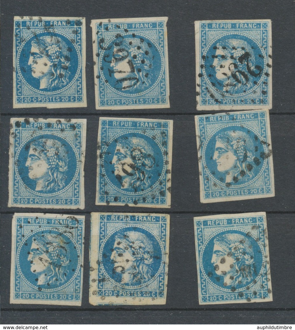 Lot De 9 Bordeaux N°46 20c Bleu. Qualité TTB, TB. L121 - 1870 Bordeaux Printing