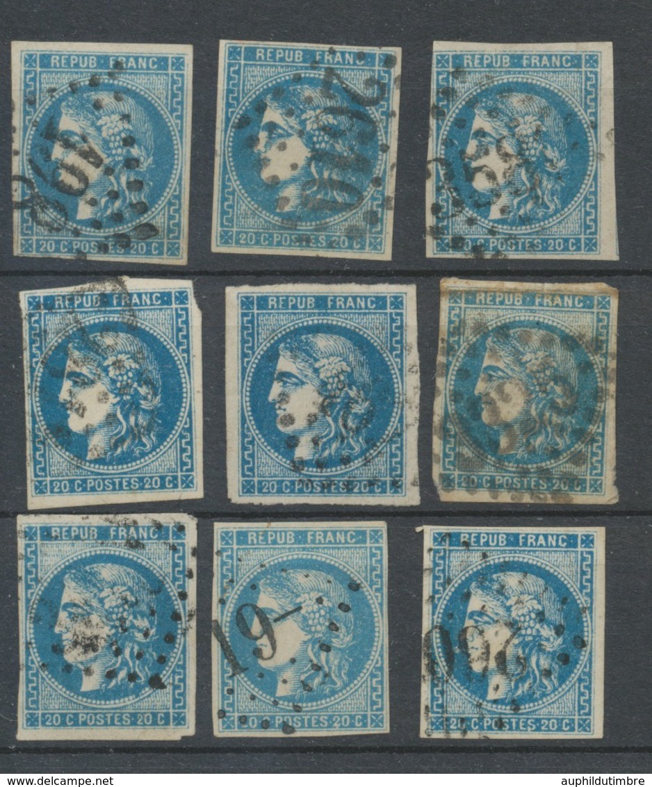 Lot De 9 Bordeaux N°46 20c Bleu. Qualité TTB, TB. L124 - 1870 Emissione Di Bordeaux