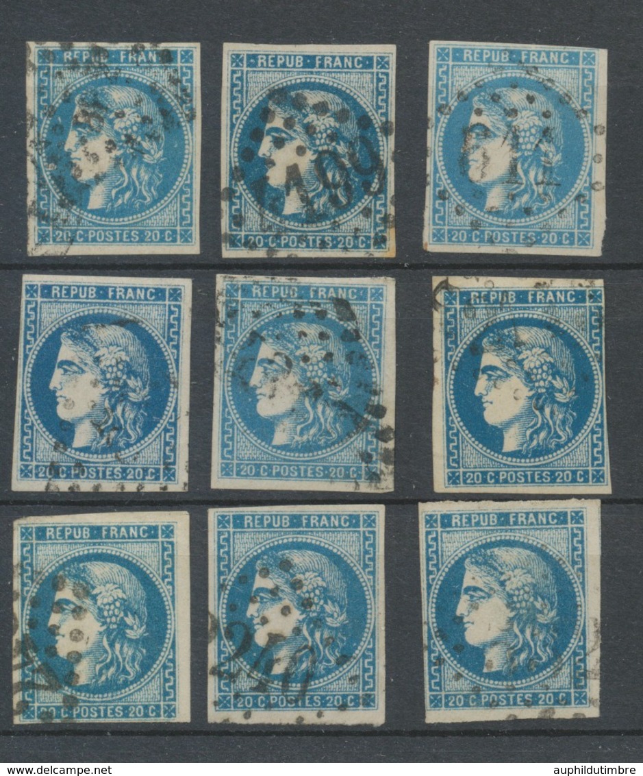 Lot De 9 Bordeaux N°46 20c Bleu. Qualité TTB, TB. L125 - 1870 Ausgabe Bordeaux