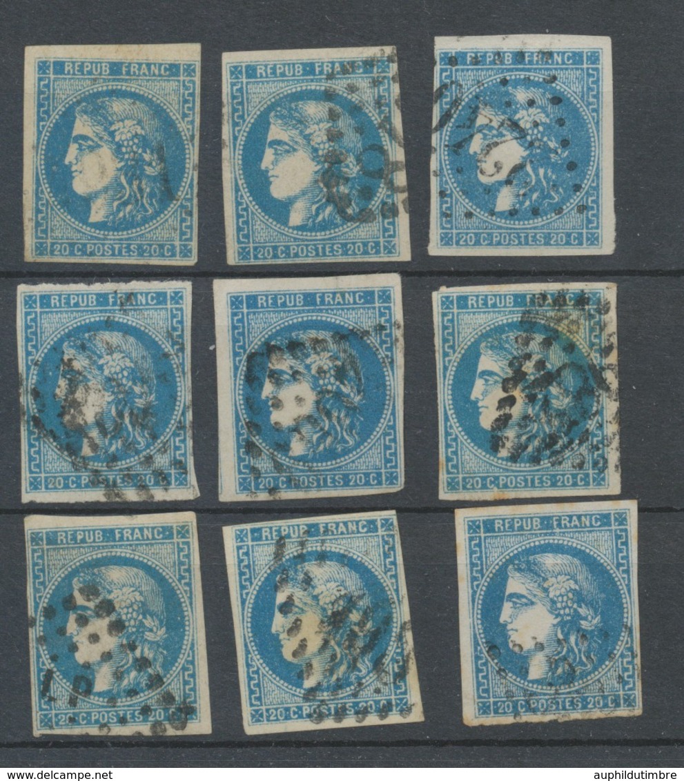 Lot De 9 Bordeaux N°46 20c Bleu. Qualité TTB, TB. L126 - 1870 Emissione Di Bordeaux