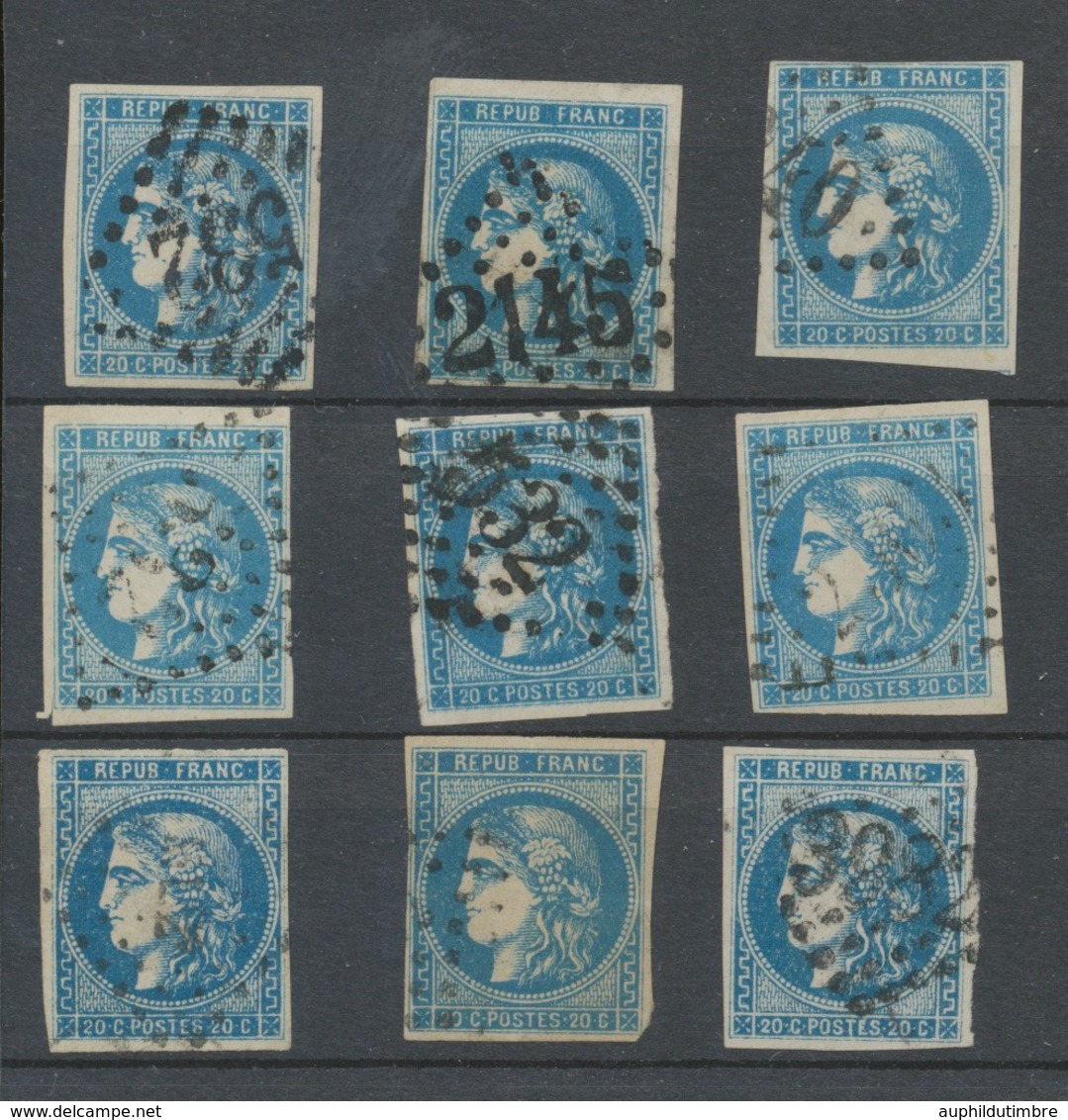 Lot De 9 Bordeaux N°46 20c Bleu. Qualité TTB, TB. L128 - 1870 Emissione Di Bordeaux