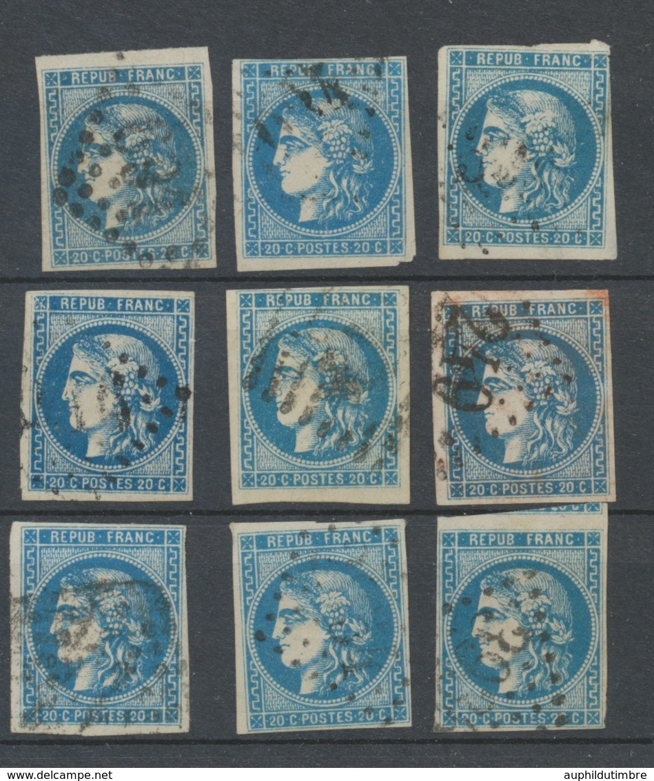 Lot De 9 Bordeaux N°46 20c Bleu. Qualité TTB, TB. L130 - 1870 Emissione Di Bordeaux