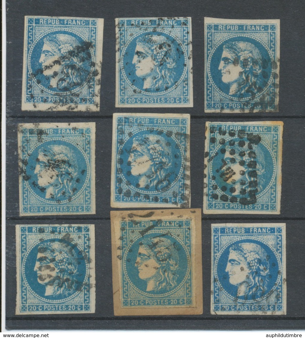 Lot De 9 Bordeaux N°46 20c Bleu. Qualité TTB, TB. L132 - 1870 Emissione Di Bordeaux