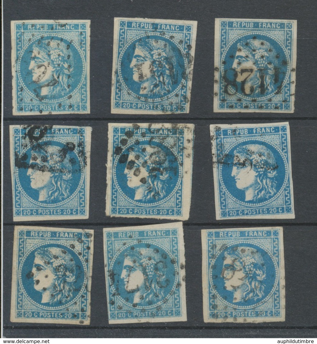 Lot De 9 Bordeaux N°46 20c Bleu. Qualité TTB, TB. L133 - 1870 Ausgabe Bordeaux