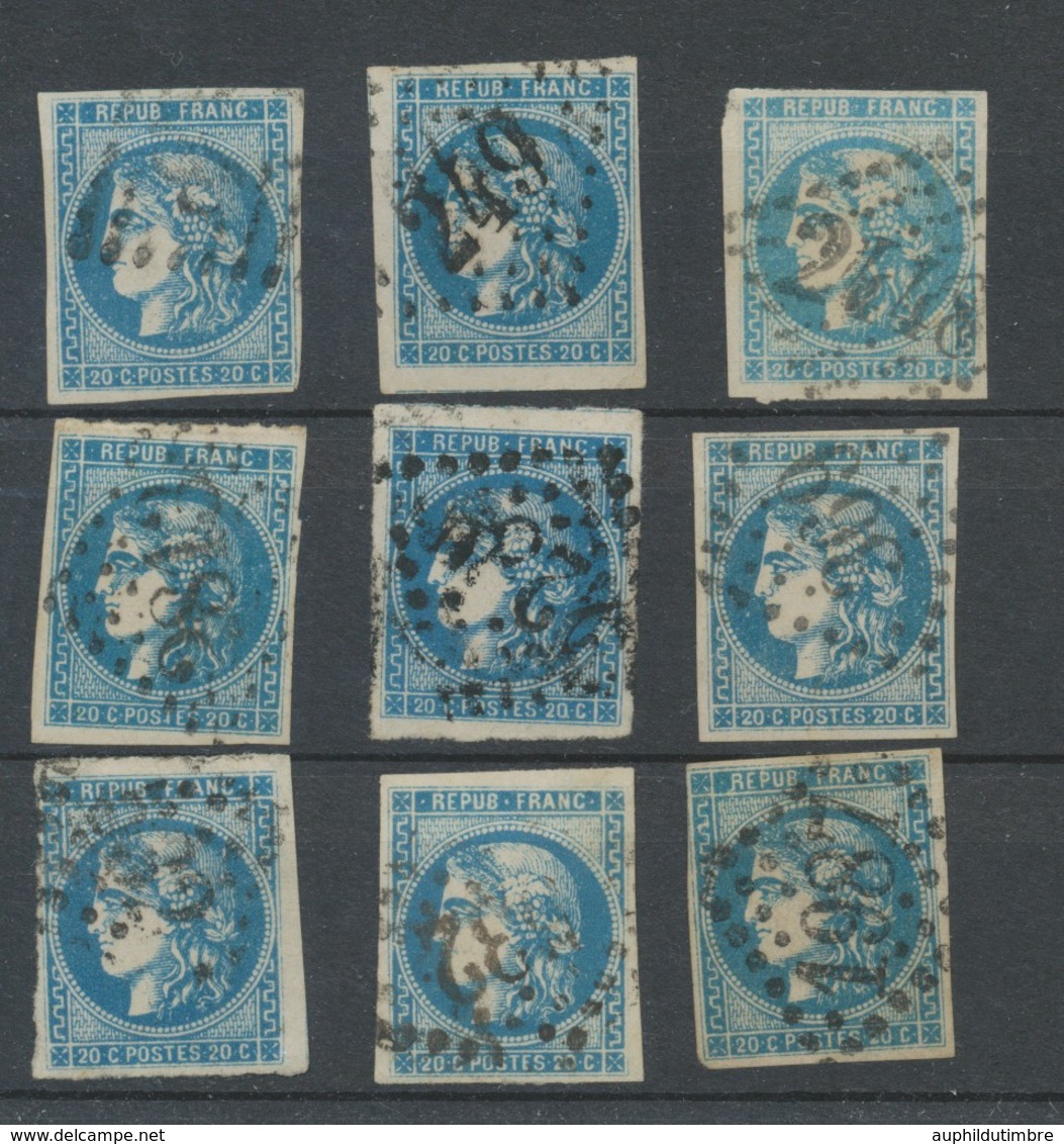 Lot De 9 Bordeaux N°46 20c Bleu. Qualité TTB, TB. L136 - 1870 Emissione Di Bordeaux