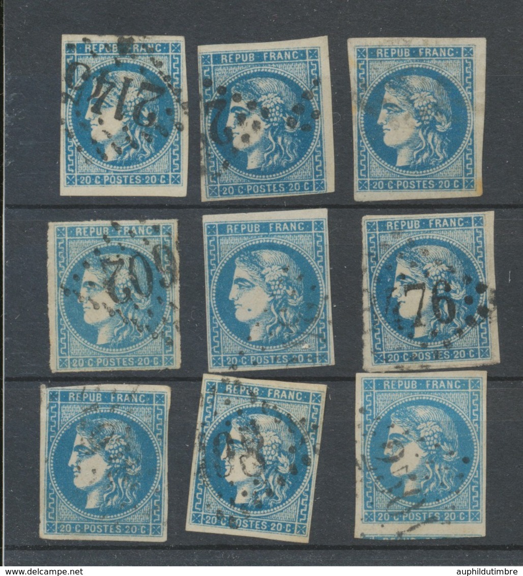 Lot De 9 Bordeaux N°46 20c Bleu. Qualité TTB, TB. L137 - 1870 Emissione Di Bordeaux