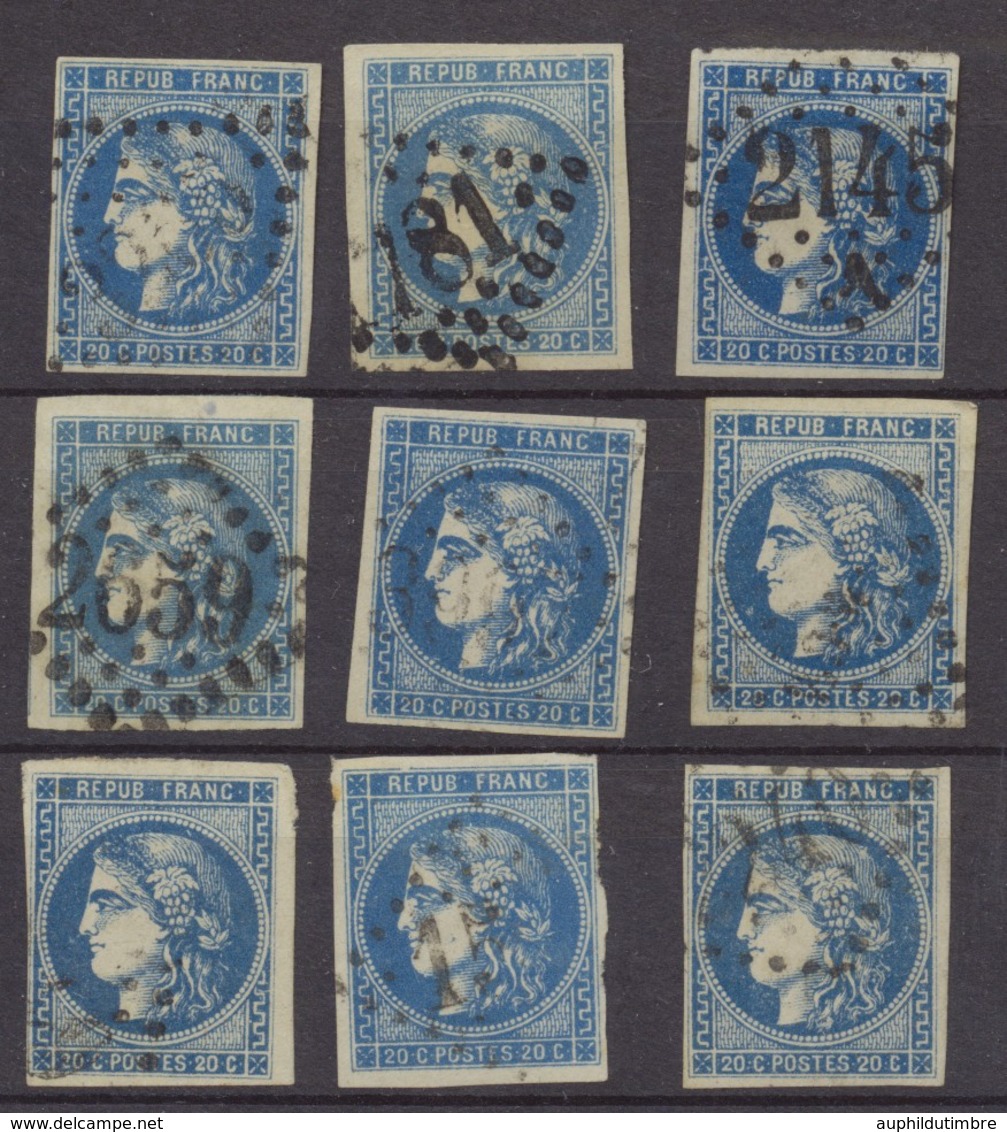 Lot De 9 Bordeaux N°46 20c Bleu. Qualité TTB, TB. L14 - 1870 Ausgabe Bordeaux