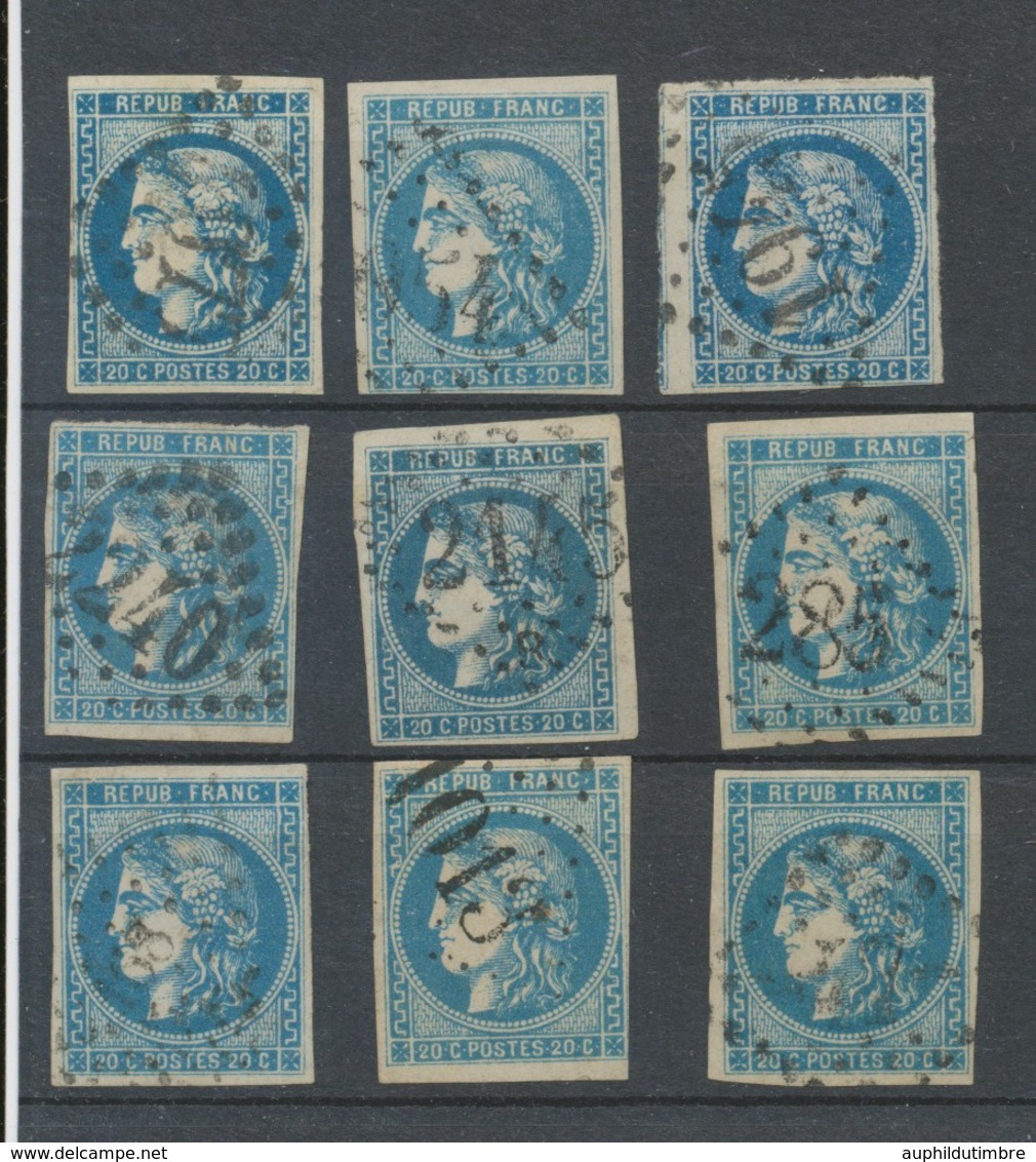 Lot De 9 Bordeaux N°46 20c Bleu. Qualité TTB, TB. L141 - 1870 Emissione Di Bordeaux