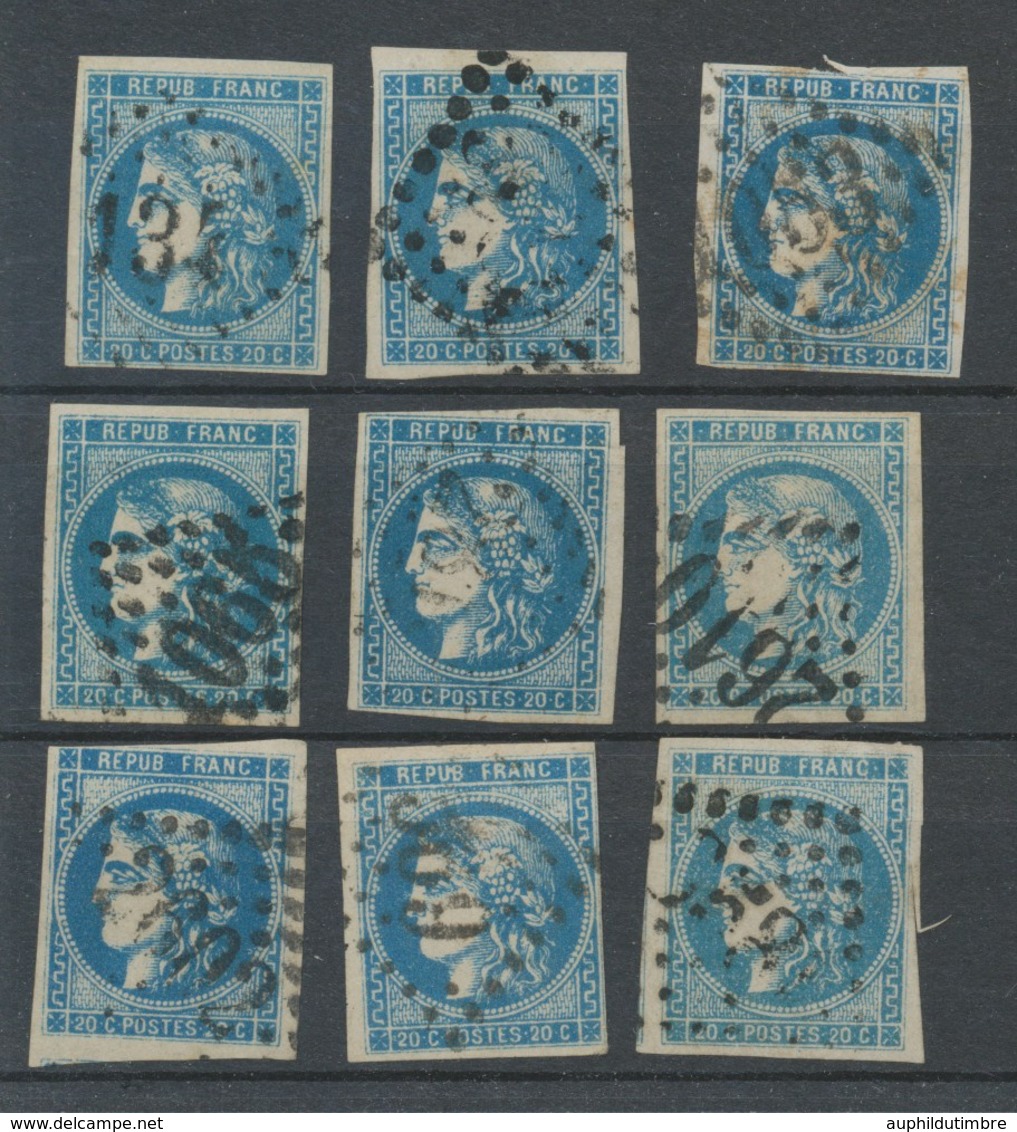 Lot De 9 Bordeaux N°46 20c Bleu. Qualité TTB, TB. L146 - 1870 Emissione Di Bordeaux