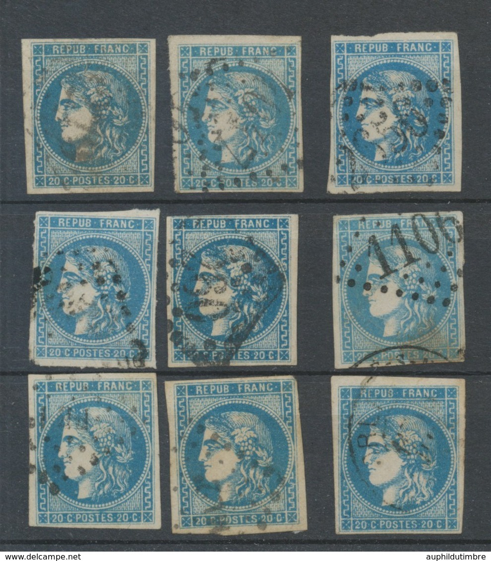 Lot De 9 Bordeaux N°46 20c Bleu. Qualité TTB, TB. L147 - 1870 Emissione Di Bordeaux