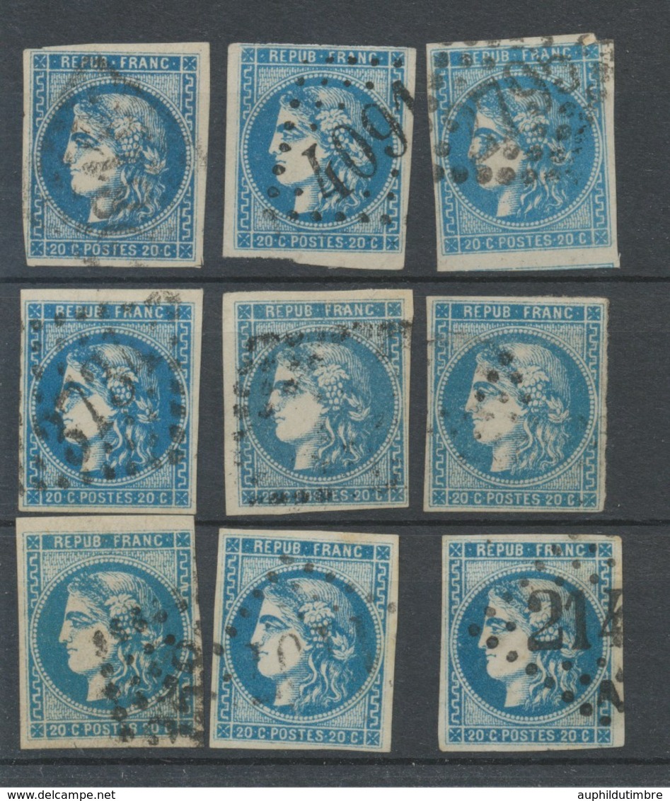 Lot De 9 Bordeaux N°46 20c Bleu. Qualité TTB, TB. L148 - 1870 Emissione Di Bordeaux