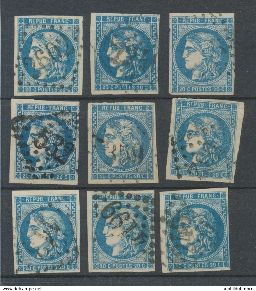 Lot De 9 Bordeaux N°46 20c Bleu. Qualité TTB, TB. L149 - 1870 Emissione Di Bordeaux