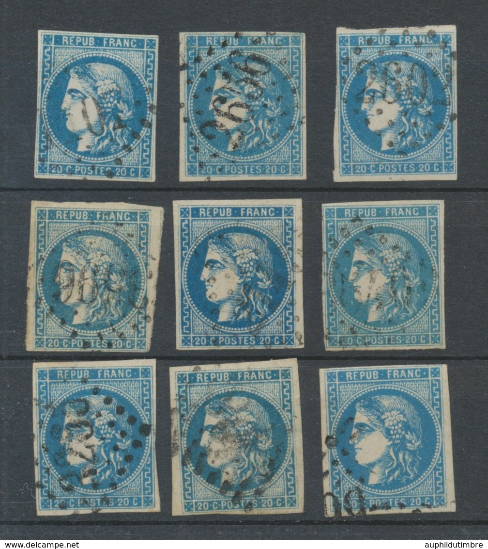 Lot De 9 Bordeaux N°46 20c Bleu. Qualité TTB, TB. L155 - 1870 Emissione Di Bordeaux