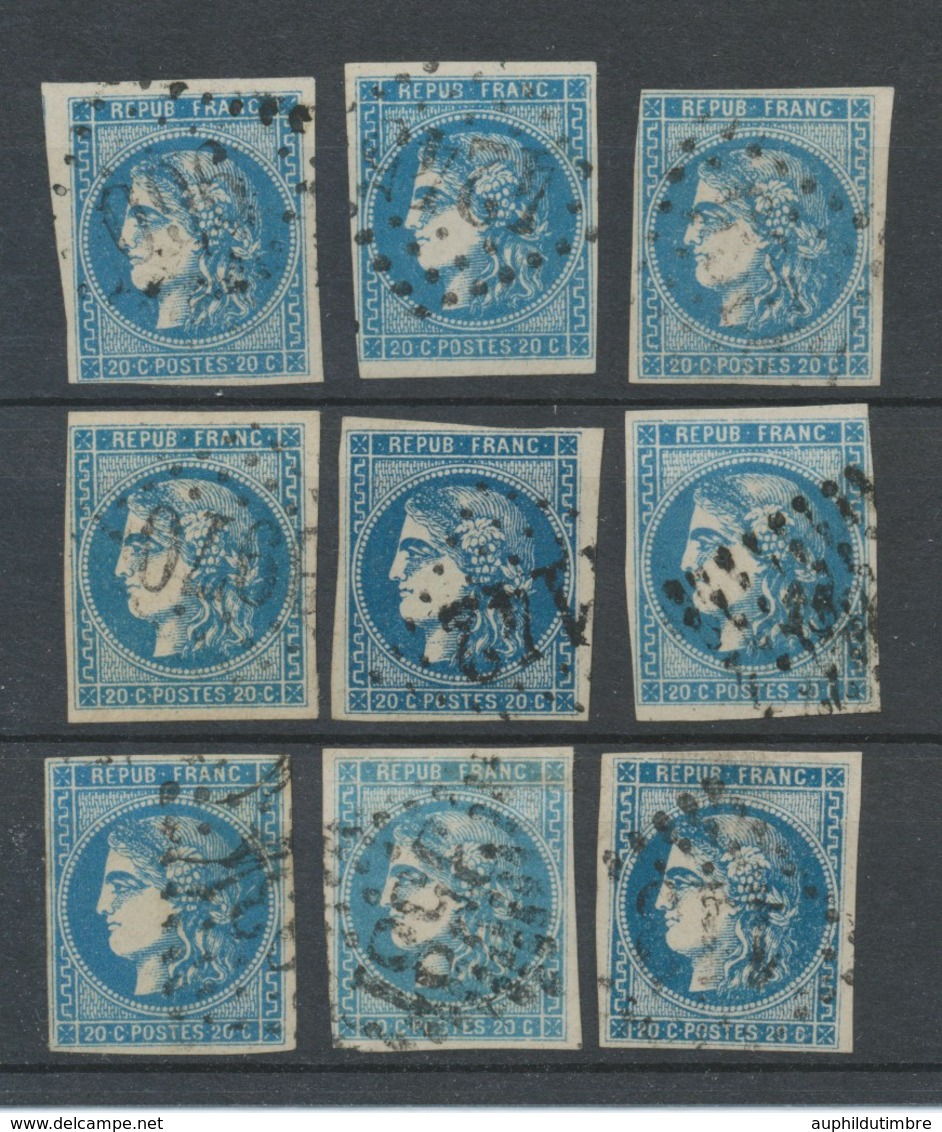 Lot De 9 Bordeaux N°46 20c Bleu. Qualité TTB, TB. L160 - 1870 Ausgabe Bordeaux