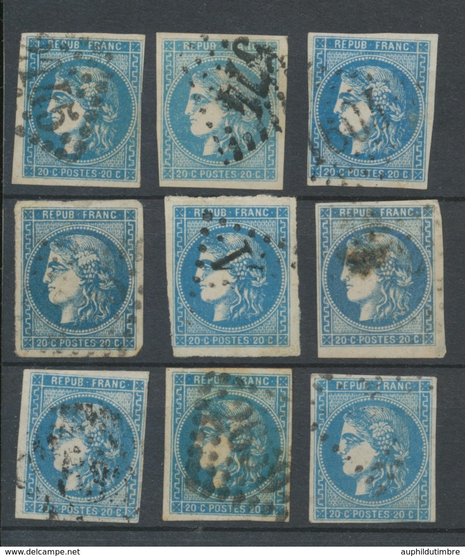 Lot De 9 Bordeaux N°46 20c Bleu. Qualité TTB, TB. L163 - 1870 Emission De Bordeaux