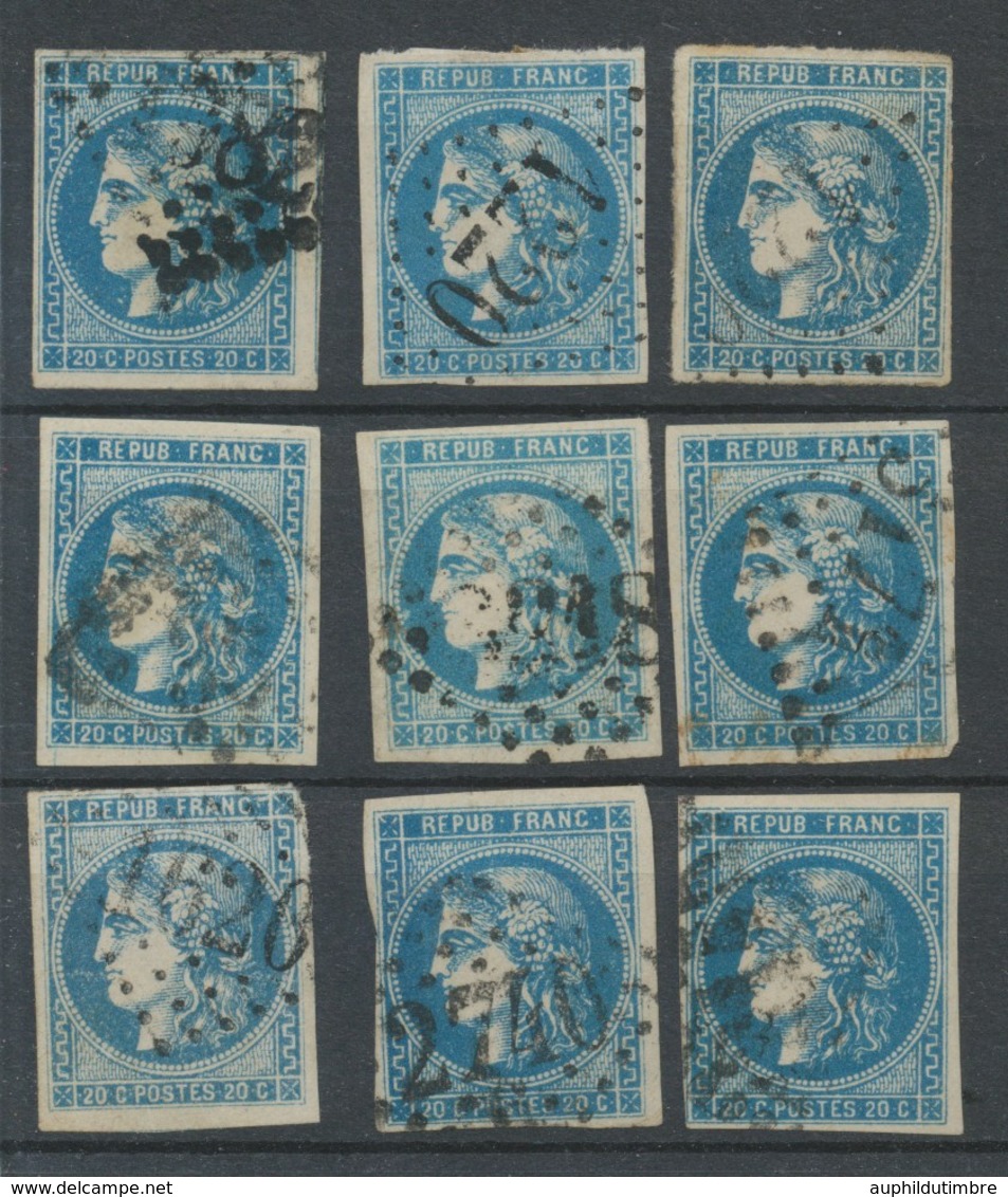 Lot De 9 Bordeaux N°46 20c Bleu. Qualité TTB, TB. L164 - 1870 Emission De Bordeaux