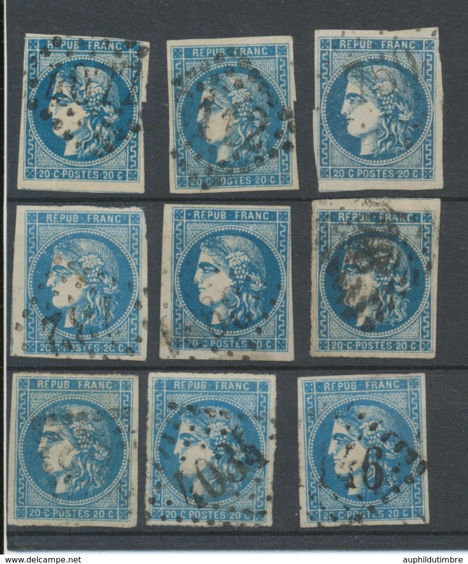 Lot De 9 Bordeaux N°46 20c Bleu. Qualité TTB, TB. L166 - 1870 Bordeaux Printing