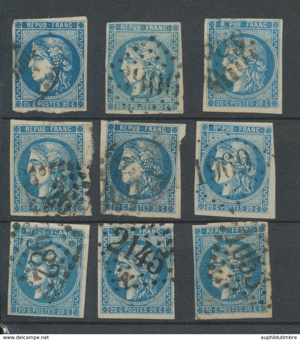 Lot De 9 Bordeaux N°46 20c Bleu. Qualité TTB, TB. L168 - 1870 Emissione Di Bordeaux