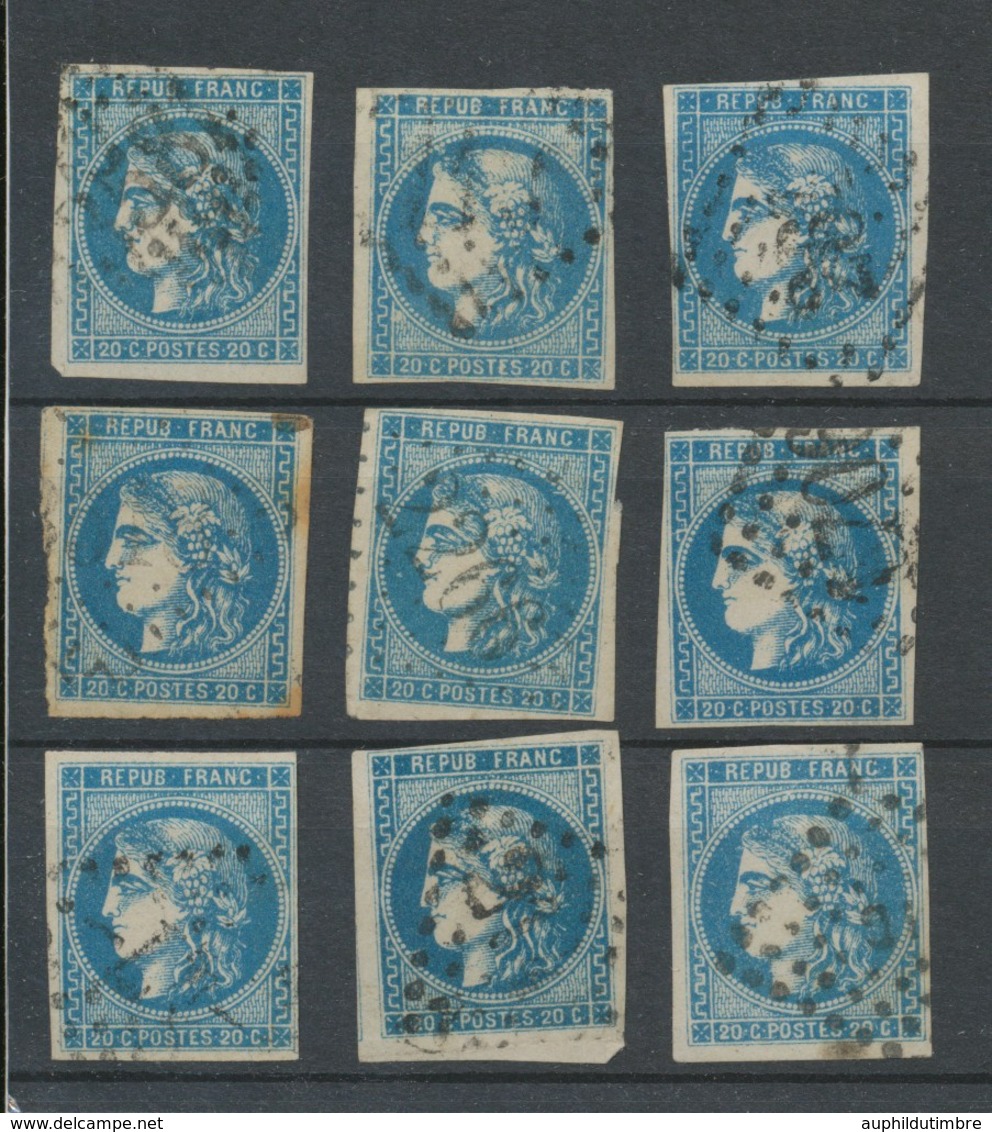 Lot De 9 Bordeaux N°46 20c Bleu. Qualité TTB, TB. L170 - 1870 Bordeaux Printing