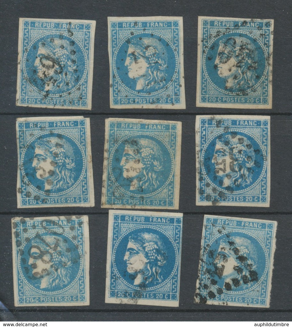 Lot De 9 Bordeaux N°46 20c Bleu. Qualité TTB, TB. L172 - 1870 Ausgabe Bordeaux