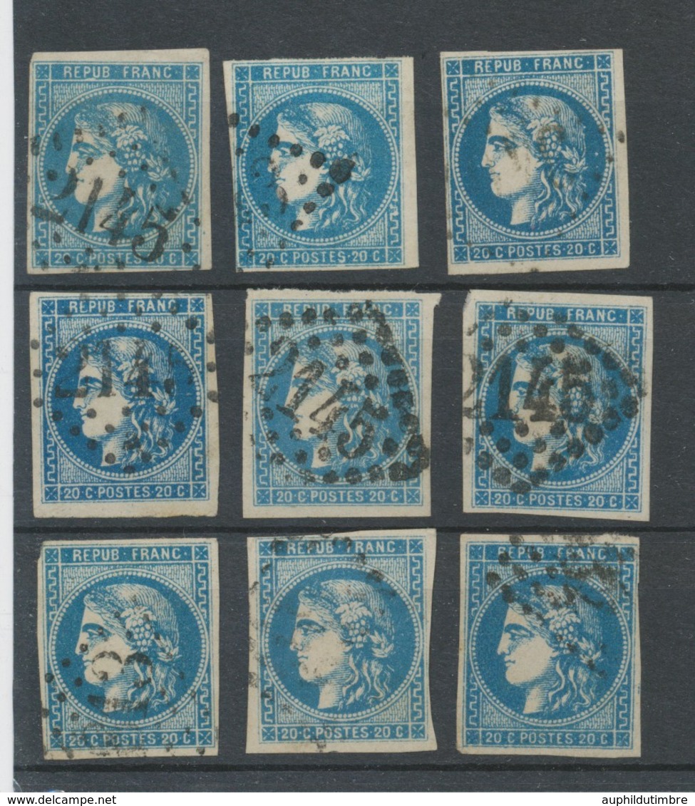 Lot De 9 Bordeaux N°46 20c Bleu. Qualité TTB, TB. L174 - 1870 Uitgave Van Bordeaux