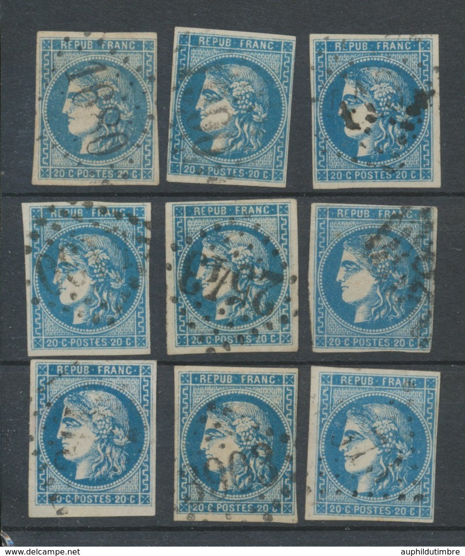 Lot De 9 Bordeaux N°46 20c Bleu. Qualité TTB, TB. L175 - 1870 Emissione Di Bordeaux