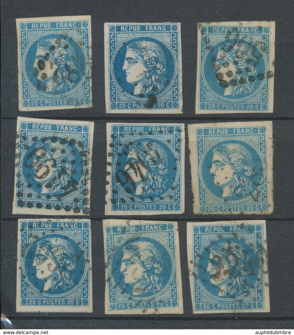 Lot De 9 Bordeaux N°46 20c Bleu. Qualité TTB, TB. L176 - 1870 Ausgabe Bordeaux