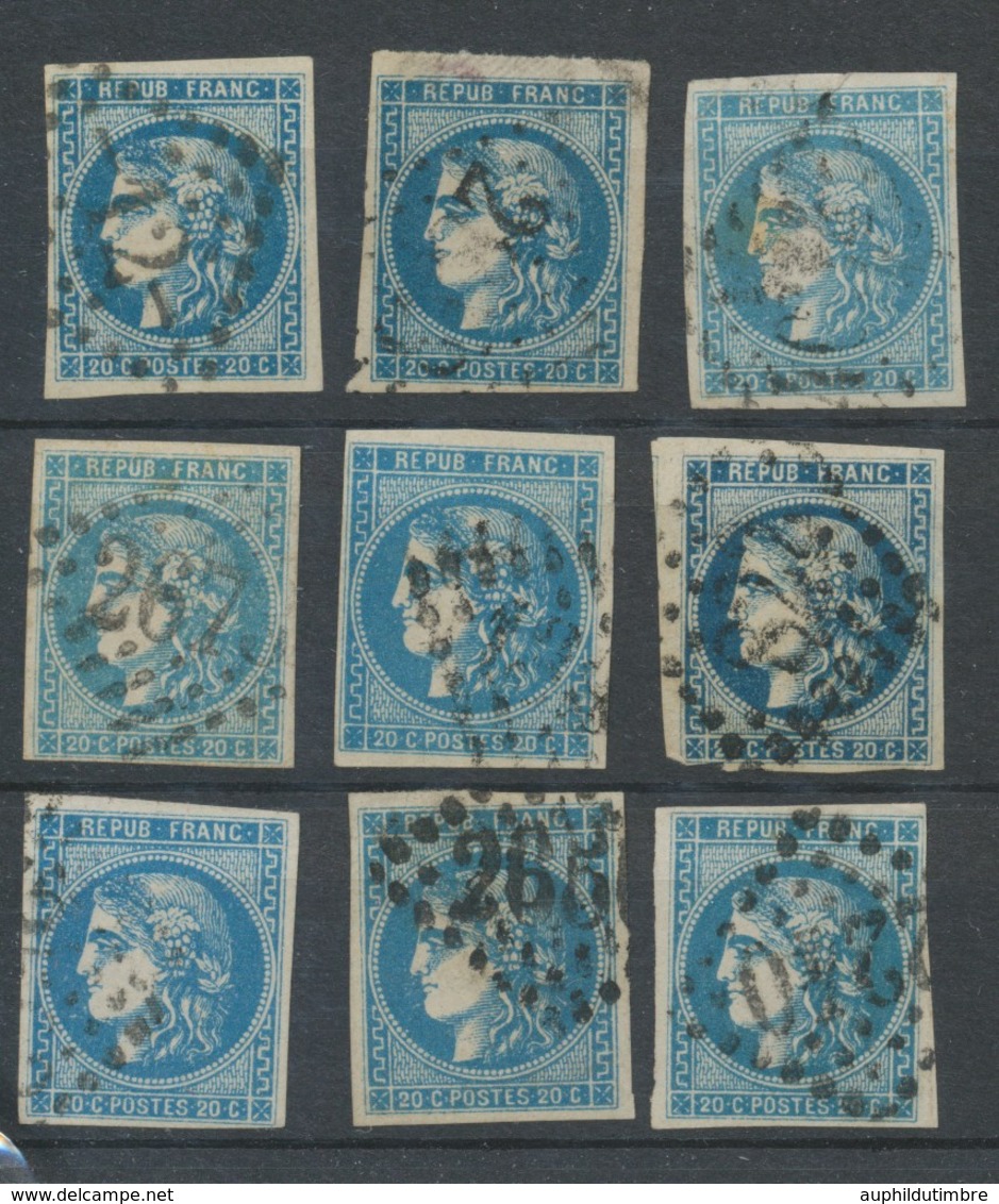 Lot De 9 Bordeaux N°46 20c Bleu. Qualité TTB, TB. L177 - 1870 Ausgabe Bordeaux